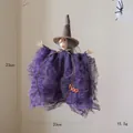 Handmade Halloween witch hanging doll with purple mesh gauze dress and orange boo charm - Witch Pendant / Purple