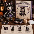 Kit de bricolage fille squelette de chat patchwork avec matériaux et guide étape par étape. - Fille Squelette Chat / Kit Matériel (Outils et Instructions Inclus)