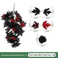80cm künstliche Girlande mit schwarzen und roten Ahornblättern für herbstliche Wanddeko - Stil G (Schwarz & Rot)