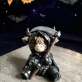 Statuina di Halloween in resina con mucca delle Highlands e falce per decorazioni festive - Stile Mietitore Mucca delle Highlands (yy-099)