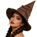 Brauner gefalteter Zauberer-Hexenhut für Halloween Kostüm Cosplay Zubehör. - Gefalteter Zaubererhut (Sprechender Hut Stil) / Braun