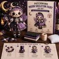 Kit de poupée DIY sorcière squelette en patchwork avec tissu violet - Fée Squelette Lune / Kit Matériel (Outils et Instructions Inclus)