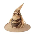 Realistic Halloween scarecrow witch hat made of burlap for cosplay and festival parties - Scarecrow Witch Style