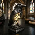 Raven Skeleton Lamp Gothic Resin Crow Statue with Amber Glow for Halloween Table Decor - Raven Skeleton Lamp