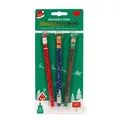 Close-up van kerst uitwisbare gelpennenset met kerstman- en elfontwerpen - Set van 3