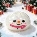 Vista dettagliata di un giocattolo squishy pupazzo di neve bianco con brillantini - Pupazzo di Neve Carino (Con Fascetta Vaporiera)