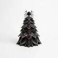 Vue détaillée du sapin matelassé d'Halloween gothique noir avec araignée et gemmes - Décor Toile d'Araignée Argent (Série Halloween-F) / Kit de Matériel (Avec Boîte Couleur)