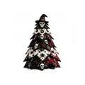Vue détaillée d'un arbre en tissu matelassé DIY Halloween avec motifs de crânes - Vibe Gothique Noir Blanc Rouge (Série Halloween-J) / Kit de Matériel (Avec Boîte Couleur)