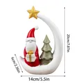 Detailed view of hand-painted Santa on crescent moon resin figurine, 20cm height Christmas decor - Moon Christmas Tree