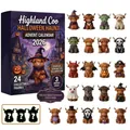 Calendario de Adviento Halloween Spooky Highland Coo con 24 figuras y 3 Coos ocultos misteriosos - Serie de Halloween Vaca de las Tierras Altas / Juego de 24