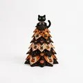 Détail d'un arbre en tissu matelassé Halloween DIY avec chat noir et motifs citrouille. - Chat Noir Citrouille Lanterne (Série Halloween-E) / Kit de Matériel (Avec Boîte Couleur)