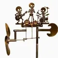 Golden Halloween skeleton band wind spinner garden stake for outdoor lawn decoration - Skeleton Band (682) / Gold