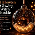 Halloween glowing witch bauble sphere decoration with soft warm glow and cloud base - Girls / 7x7x7cm