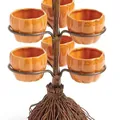 Soporte decorativo para escoba de Halloween con seis cuencos de cerámica con forma de calabaza - Soporte de calabaza de 6 tazas