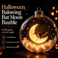 Halloween glowing sphere bauble with cute bat and crescent moon design - Moon