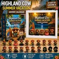 Calendario dell'Avvento 2026 mucche delle Highlands con 24 figurine e display box a LED - Set Scatola a Sorpresa con Scatola Luminosa Bianca