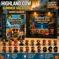 Calendario dell'Avvento 2026 Highland Cow con scatola luminosa a LED e 24 figurine. - Set Scatola a Sorpresa con Scatola Luminosa Nera