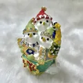 Exquisito joyero de muñeco de nieve de Navidad con esmalte de colores y brillantes diamantes - Tres Muñecos de Nieve / 5*7cm