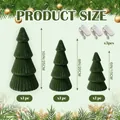 Detaillierte Größentabelle für 3er-Set grüne Miniatur-Weihnachtsbaum-Tischdekorationen - Dreiteiliges Set / Grün