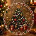 Detail of a 5D diamond painting Christmas tree hanging ornament with sparkling beads. - Christmas Tree Style (617.616) / 25x25cm
