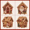 Quatre modèles de maisons de Noël en perles DIY avec motifs de Père Noël et bonhomme - Style Père Noël / Art de Perle DIY