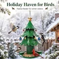 Festive Christmas tree bird feeder for winter garden decor with hanging ornaments - Christmas Tree Bird Feeder