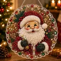 Close-up of 5D diamond painting Santa Claus hanging ornament with pearls and crystals. - Santa Claus Style (617.615) / 25x25cm