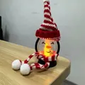 Miniatur-Weihnachtsschneemann-Laterne mit rot gestreifter Strickmütze und Schal mit warmem Licht - Mini Schneemann Laterne (Rot Weiß Mütze Schal) / Rot Weiß