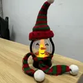 Mini dekorative Weihnachts-Schneemann-Laterne mit gestreifter Strickmütze, Schal und LED-Licht - Mini Schneemann Laterne (Rot Grün Mütze Schal) / Rot und Grün