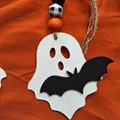 Handcrafted wooden Halloween ghost and bat hanging ornament for festive tray decor - Ghost Pendant-Style A / Ghost Pendant-Bat Style