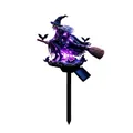 Detailed macro view of creative Halloween solar witch garden stake light with purple LED glow - Letter B / Purple Light Style