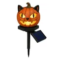 Luz solar de jardín de calabaza gato con LED cálido y estaca impermeable para exterior - Estilo Calabaza Cara de Gato (C)
