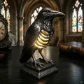 Gothic raven skeleton lamp with warm glowing ribcage for Halloween resin decor - Raven Skeleton Lamp / USB Powered
