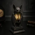 Gothic style bat skeleton lamp with internal glowing ribcage for Halloween table decor - Bat Skeleton Lamp / USB Powered