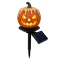 Dettaglio lampada solare a forma di zucca di Halloween con luce LED bianca calda - Stile Zucca Faccia Spaventosa (I)