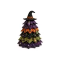 Handgemaakte Halloween gewatteerde stoffen boomset met heksenhoed en patronen - Paarse Maan Ster (Halloween Serie-D) / Materiaalkit (Met Kleurendoos)