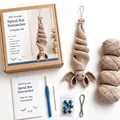 Comprehensive DIY Crochet Kit for Spiral Bat Wind Spinner featuring beige yarn and accessories - Crochet Bat Wind Spinner / DIY Material Kit / Khaki