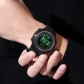 Orologio sportivo digitale da uomo con display luminoso verde e cinturino in gomma - Caffè Nero
