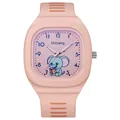 Reloj de cuarzo rosa para niños con esfera de elefante de dibujos animados y correa - Estilo de Elefante de Dibujos Animados (Xiao Xiang Guo Dong) / Rosa