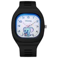 Reloj deportivo negro impermeable para niños con esfera de elefante de dibujos - Estilo de Elefante de Dibujos Animados (Xiao Xiang Guo Dong) / Negro