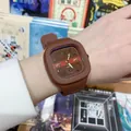 Stylish brown square quartz watch with a comfortable silicone strap for everyday wear - Brown