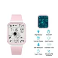 Luminous silicone digital sport watch with astronaut pattern in pink for children - Square (Luminous Astronaut) / Pink