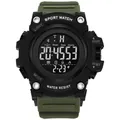 Herren Outdoor Digital Sportuhr mit olivgrünem Armband und Multifunktionsdisplay. - Armeegrün