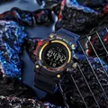 Men's waterproof digital sport watch with large multifunctional display for outdoors - Gold