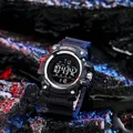 Men's rugged multi-function digital sports watch with waterproof design and large dial - Silver