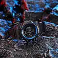 Durable men's waterproof digital sports watch featuring blue accents and rugged strap - Blue