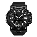 Rugged black men's digital sports watch with multiple time zones and outdoor design - Sword Black