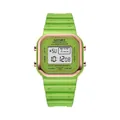 Reloj deportivo digital cuadrado verde neón con bisel de oro rosa y pantalla LCD - Verde matcha