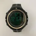 Men's digital sports watch with waterproof alarm and black silicone strap variant - Black Coffee