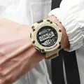 Kids digital sports watch with beige resin strap and waterproof function for outdoor use - Khaki